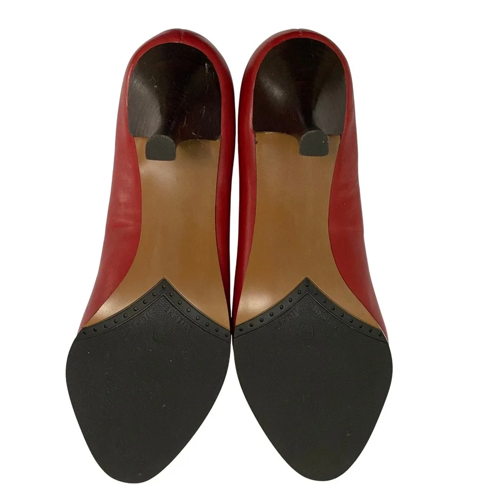Etienne Aigner Red Leather Almond Toe Pumps Stiletto Heels Womens 7.5